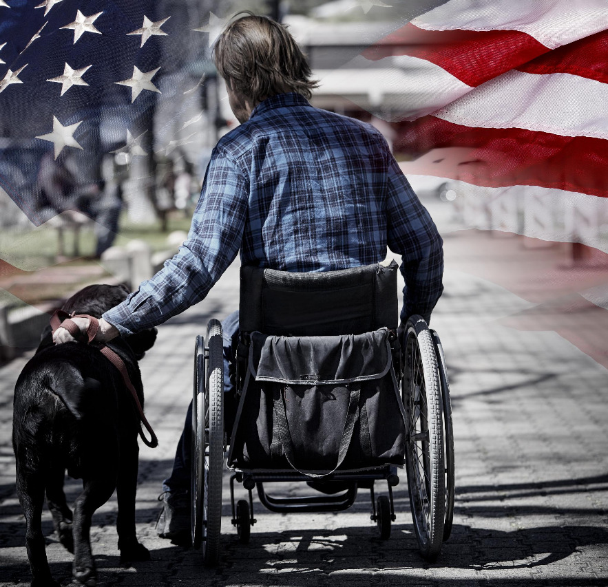Disabled Man with Service Animal Disabled Man with Service Animal